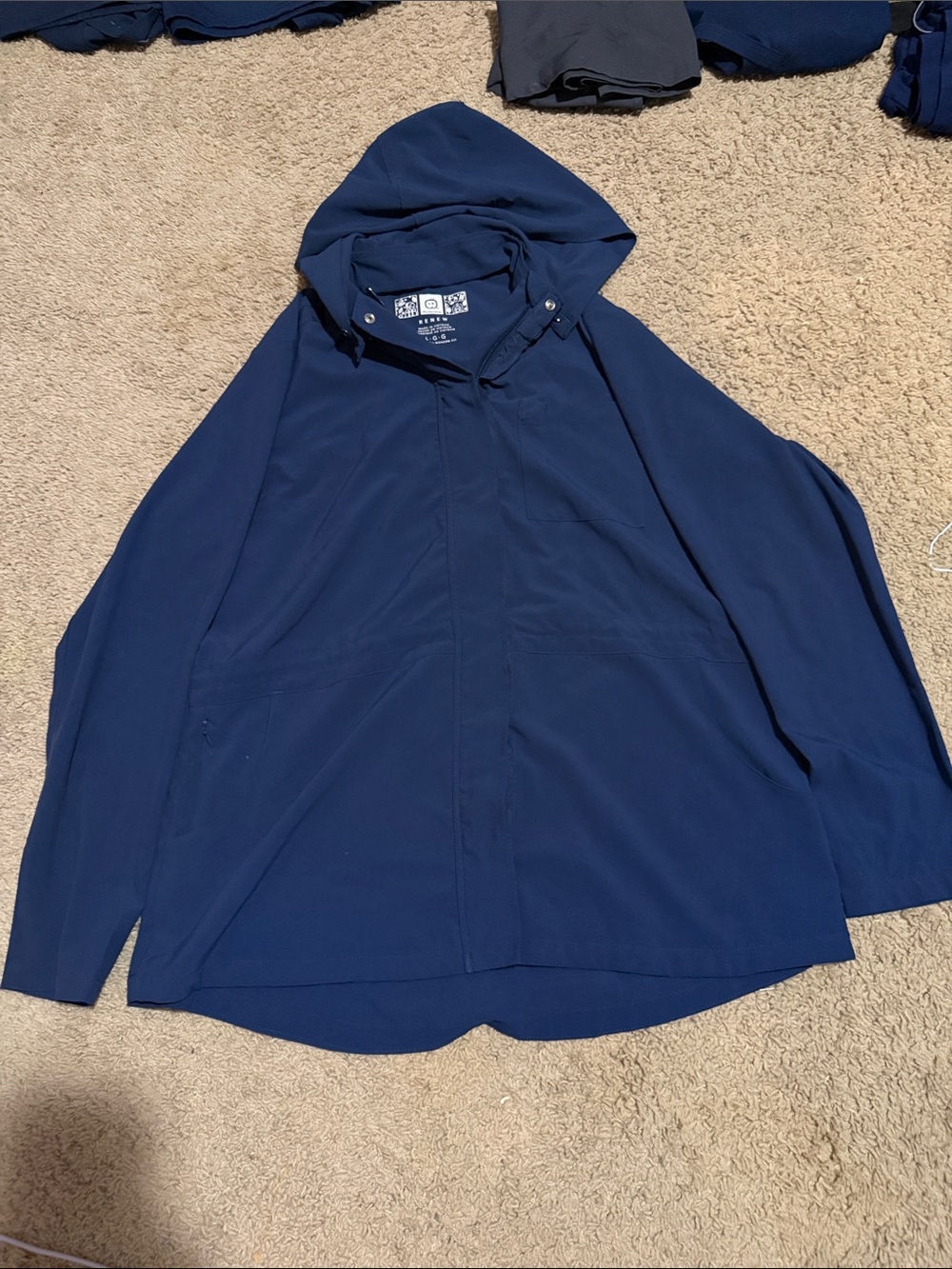 L.L. Bean Navy Hooded scrub jacket Excellent Condition